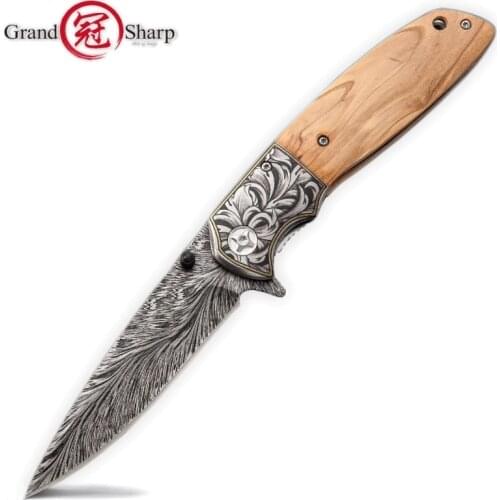 Utility Kitchen Knives Folding Blade Stainless Steel BBQ Camping Hunting Fishinig Tactical Tools Natural Olive Wood Handle NEW