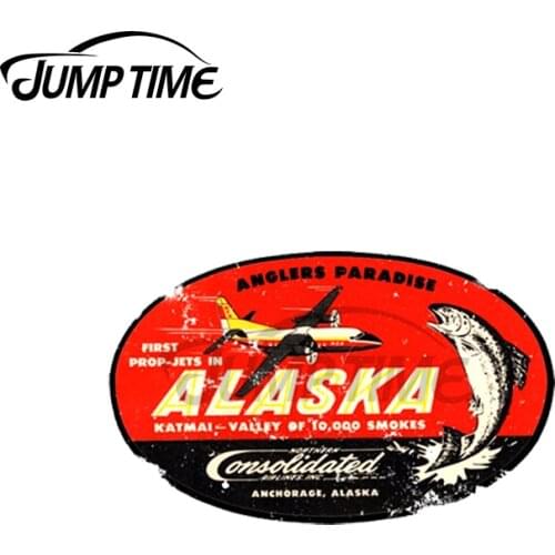 JumpTime 13 x 3.3cm For Alaska Fishing Car Door Stickers Car Accessories Decal Waterproof Vinyl Material Occlusion Scratch