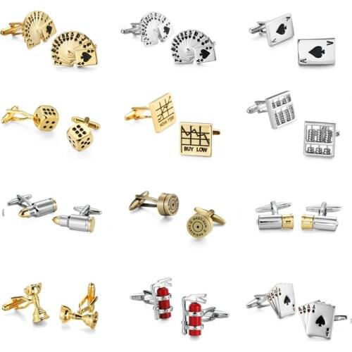 High quality fashion mens shirts Cufflinks gold cards / bullet / red fire extinguisher Cufflinks French shirt accessories