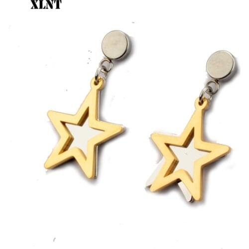 XLNT 2019 New Arrival Stainless Steel Trendy Women Dangle Earrings Star-studded Fringed Earrings Long-style Female Jewelry