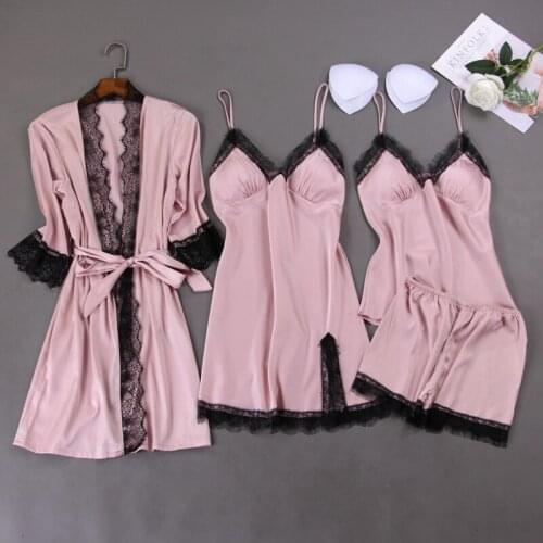 Women Pajamas Sets Ice Silk Pajamas Sleepwear Sets