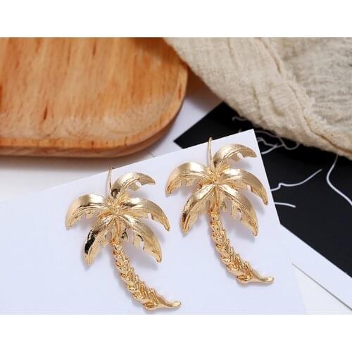 Beach Vacation Earrings Big Drop Women Earrings Coconut Palm Alloy Charm Earrings Coconut Tree Earrings Stylish Girl Pendants
