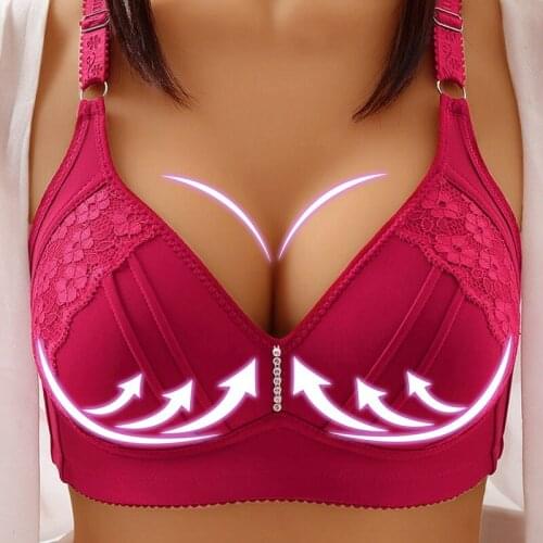 Plus Size Women Wire Free Bra Lace Sexy Bra Woman Push Up Adjustable Brassiere Femme Seamless Underwear Lady Comfortable Bra