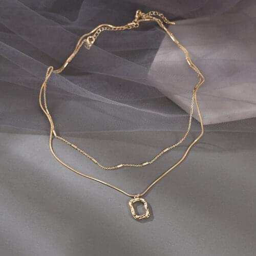 925 Sterling Silver Geometric Necklace for Women Double Layer Clavicle Chain Necklaces Jewelry