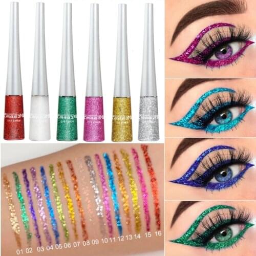 16 Color Liquid Eyeliner Shiny Glitter Powder Gel Eyeliner Quick-drying Lasting Non-smudge Eye Liner Cosmetics Make Up TSLM1