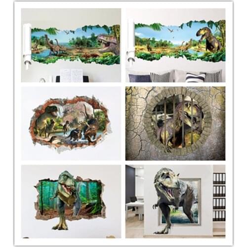 3D Dinosaur wall sticker home decoration jurassic period animal movie poster wall stickers for kids rooms Door stickers