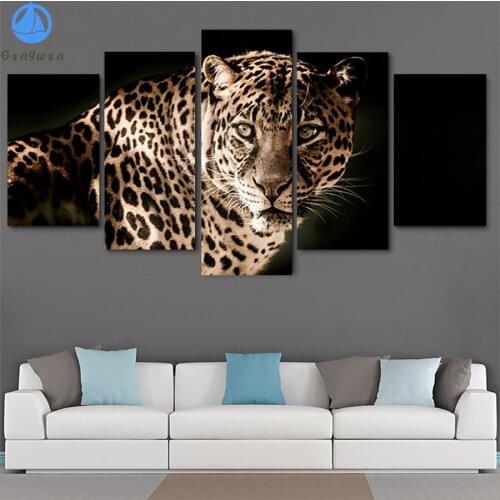 5D round Diamond Embroidery Modern animal art, leopard Picture Of Diamond Painting Mosaic Cross Stitch Handmade Gift5 Pcs