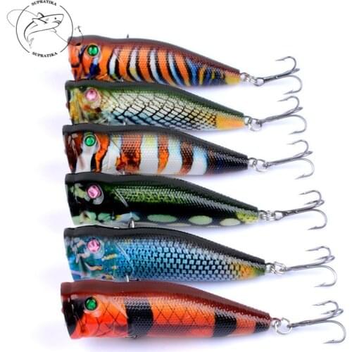 6Pcs/Lot Popper Fishing Lures 7.5cm/5.4g Top-Water Artificial Hard Baits For Sea Fishing Crankbait Wobblers Swimbait Tackle