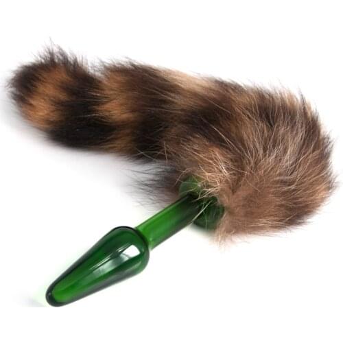 Glass Anal Toy Anal Plug With Dog Tail Adult Stimulation Flirt AV for Lovers Sex Toy for Lovers