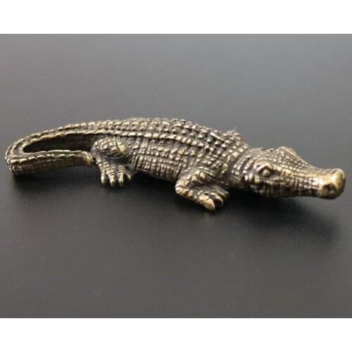 Antique Brass Crocodile Statue For Home Feng Shui Decoration Accessories Copper Mini Alligator Figurines Miniature Ornaments