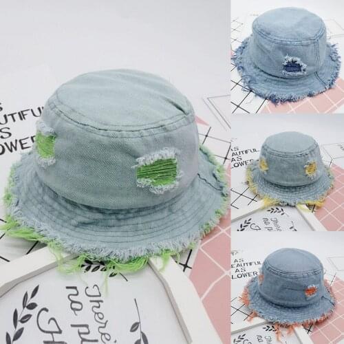 ARLONEET Spring Summer Baby Kids Denim Hat Lovely Soft Printed Fisherman Hat Bucket Hat Sun Hat Caps Girls Boys Bucket Hat