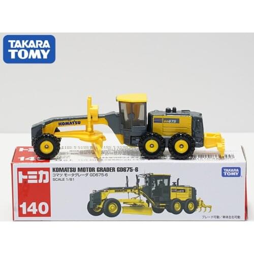 Takara Tomy Tomica Komatsu Motor Grader Gd675 Road Repair Alloy Diorama Car Model Collection Miniature Carros NO140 Toys