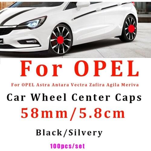 100pcs/set 58mm 5.8cm Car Emblem Badge Wheel Center Hub Caps for Opel Astra Antara Vectra Zafira Agila Meriva Car Accessories