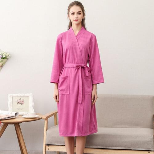 Hot Sale Women Cotton Nightgown Summer Kimono Robe Bathrobe Gown Ladys Casual Sleepwear Solid Color Home Clothes Loose Nightwear