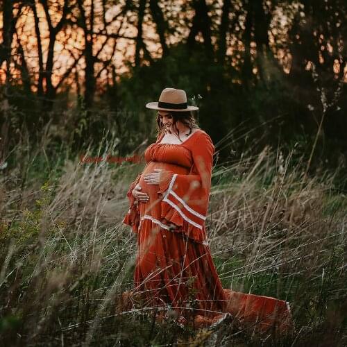 Boho Cotton Photo Shoot Pregnancy Robe Maternity Dresses Maxi Kaftan Evening Party Costume for Women Photography Accessories