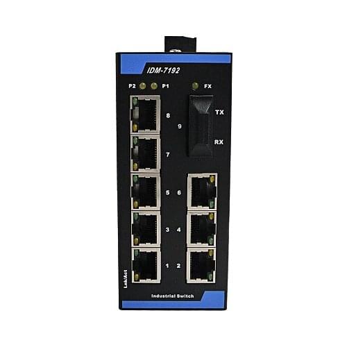 IDM-7192 8-port 9-port switch Industrial Ethernet 1-optical 8-electrical 100m switch 12V24V switch rail installation