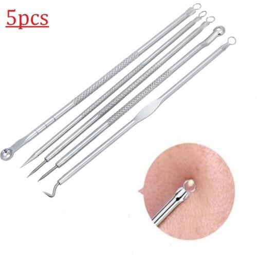 5pc/Set Acne Needle Stainless Steel Blackhead Remover Tool Comedone Extract