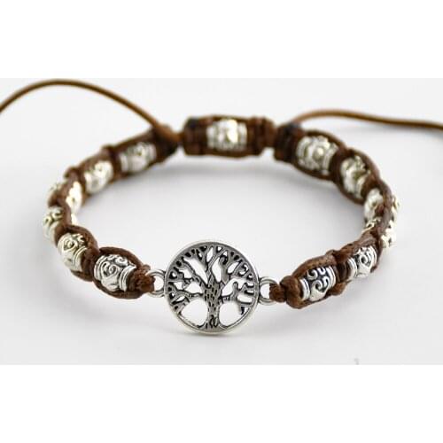 KBJW Original Tree of Life Charm Bracelet Vintage Retro Silver Color Metal Beads Handmade Bracelet Jewelry Creative Gift Women