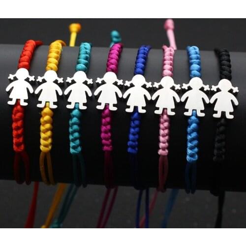 Cute Bear Stainless Steel Little Girl Charm Bracelet For Women Girls Lucky Red Rope Braid Adjustable Friendship Bracelet Jewelry
