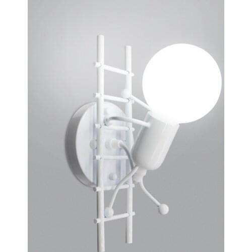Modern Wall Sconce Light Creative Humanoid Led Wall Light Indoor Decor,Metal Iron Art Single Head Wall Lamps for Kid Bedroom