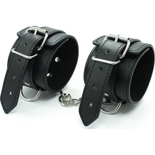 DOMI PU Leather Handcuffs Bdsm Bondage Love Games Adult Sex Toys For Couples