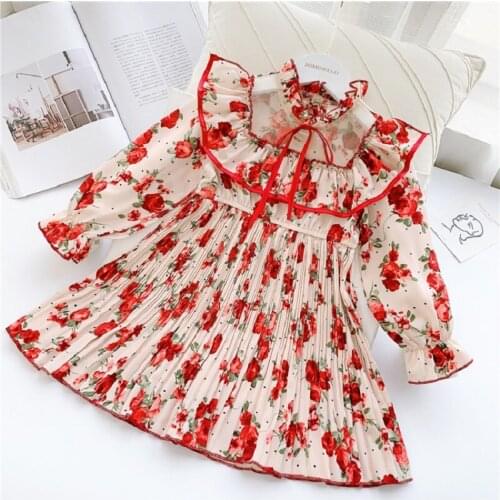 New Baby Girls Spring Dresses for Kids Princess Floral Vestidos Girls Long Sleeve Party Dress Elegant Children Costume 2021
