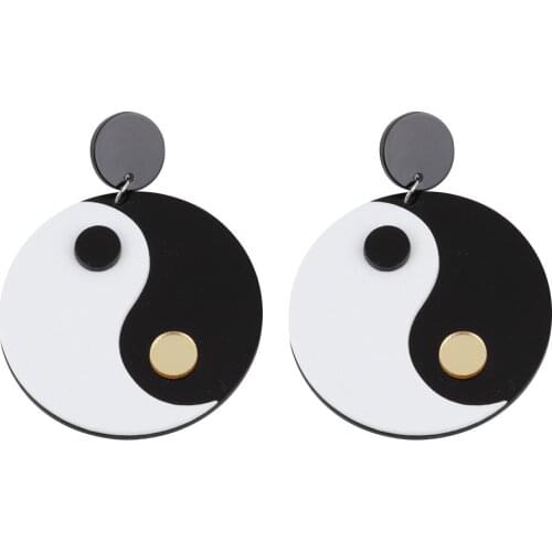 New Creative Funny Tai Chi Gossip Acrylic Drop Earrings For Women Geometric Big Round Dangle Earrings Pendant Fashion Jewelry