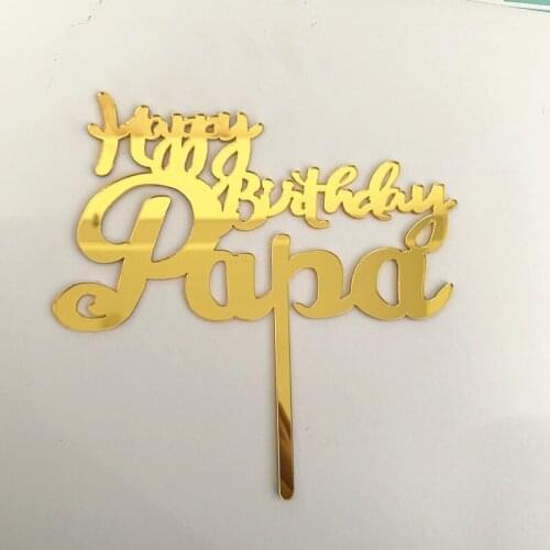 New Acrylic Dad Happy Birthday Cake Topper Fathers Day Daddy Birthday Party Cake Decorations Baking Accessories Party Favors