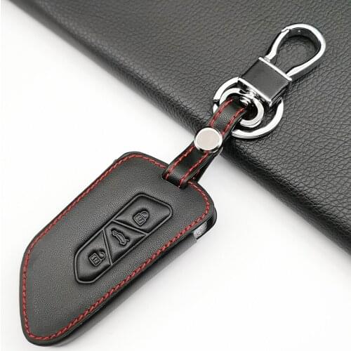 New Style For VW Volkswagen Golf 8 Mk8 2020 Skoda 3 buttons Smart leather key fob case holder Protector Skin Cover