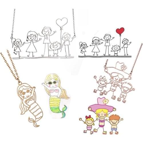 Actual drawing , Custom Actual Kids Drawing Necklaces , Kid Art Gift , , Happy Mothers Day , Children Artwork Necklace