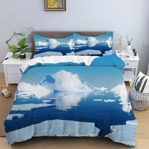 Blue Glacier Quilt Cover And Pillowcase Childrens Duvet Cover Nordic Bed Cover 135 150 For Single Double Bed Home Beddings