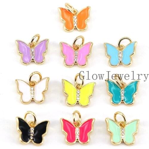 10Pcs,Dainty Butterfly Shape Enamel Charm All Colors Available Brass Cute Charms Pendant For Jewelry Necklace Earrings