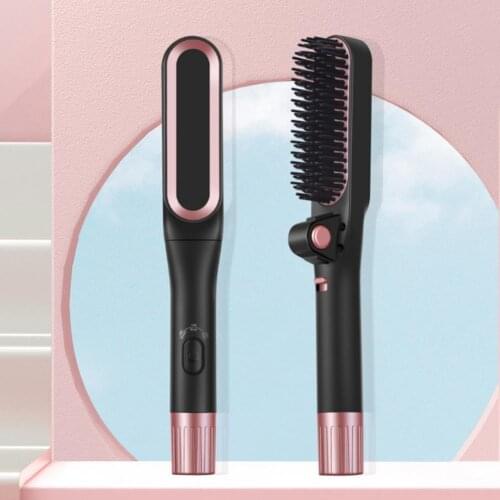 Beard Straightener Comb Portable Adjustable Temp 360 Degree Swivel Cord Portable Frizz-Free Silky Electric Straightening Comb