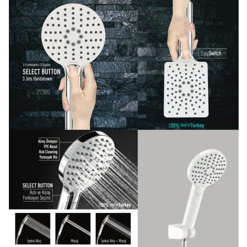 Bathroom Shower Adjustable Jetting Shower Head Water Saving Handheld 3 Modes SPA Shower Bath Head Accessories Rainfall Shower