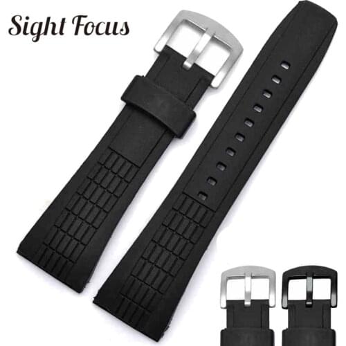 26mm Watch Band for Seiko Rubber Strap VELATURA Series Black 26mm Pin Tang Buckle Men Wristwatch Bracelet Diving Wristband Strap