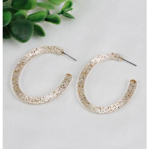 Beadsland Acetic Acrylic C Shapped Hoop Earrings With Glitter Fashion Elegent Design Women Girl Gift 38765