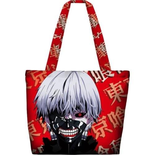 Tokyo Ghoul Kaneki Ken Double Sides Printed Hand Bag Shoulder Bag Shopping Bag Shopper Tote Canvas Zipper Bag