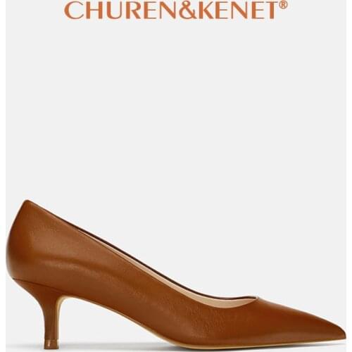 2021 Comfortable 5cm Kitten Heels Office Shoes Woman Chic Leather High Heels Women Pumps