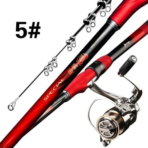 5# Rock Fishing Rod Carbon Fiber 3.6M-6.3M Telescopic Fishing Canne Super Hard Distant Throwing Olta with Reel