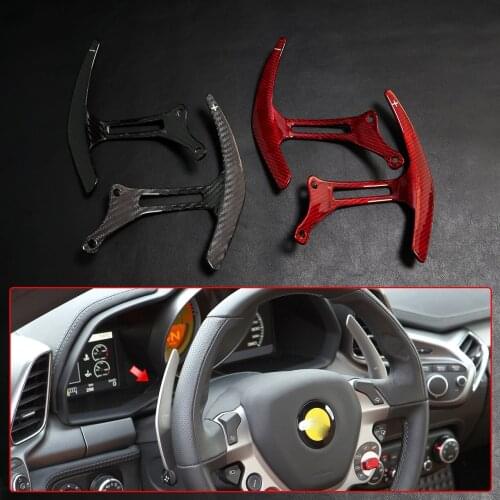 Real Carbon Fiber Shift Paddles Steering Wheel Paddle Shifter Extension For Ferrari 458 Italia 2010-2015 F12 Berlinetta 2013-17
