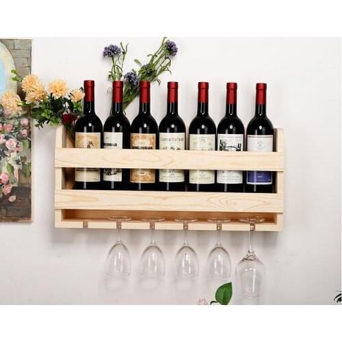 Wine Rack Wooden Bar Wall Mounted Wine Holders Creative Retro Wall Wine Cups Goblet Cooler Christmas Bar Hotel Decoration