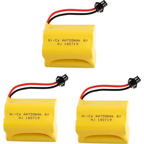 1/2/3/5/10PCS 6V 700mah NiCD Battery SM Plug For Rc toys Car Boat Gun Tanks Robots AA 6v NI-CD Battery PACK T model for RC toys