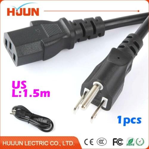 1pc 1.5m Power Cord Cable US 2-Prong Laptop AC Plug Adapter Lead 2 Pin Pin Character Tail