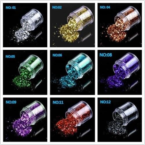 10g/box DIY Holographic Mix Glitter Nail Art Acrylic UV Gel Shining Powder Dust Polish Makeup Manicure tools