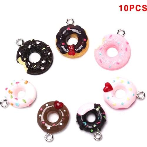 10Pcs Assorted Resin Charms Mixed Kawaii Donuts Charms Pendants For DIY Bracelets Necklace Earring Key Chain Jewelry Making