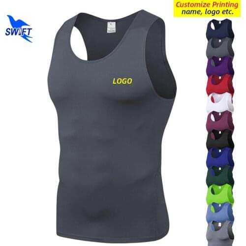 2021 Summer Compression Sleeveless Running Shirts Men Quick Dry Elastic Sportswear Vest Gym Fitness Workout Tank Tops Customize