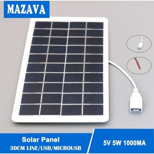 5V 5W 1000mA Output microUSB Battery Charger USB Outdoor Female Port 5 V 5 W Charge Regulators Solar Panel 3.7 V 18650