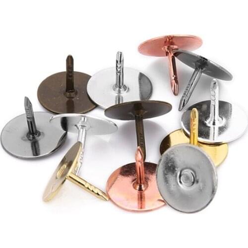 50pcs/lot 10 15mm Flat Round Blank Butterfly Tie Tack Glue Tie Tack Scatter Pin Brooch Lapel Pin for DIY Jewelry Findings