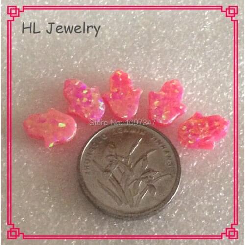 50PCS/Lot Lab Created Hand Opal OP43 Hot Pink Color Hamsa Opal For Necklace 8*10MM Small Hamsa Opal