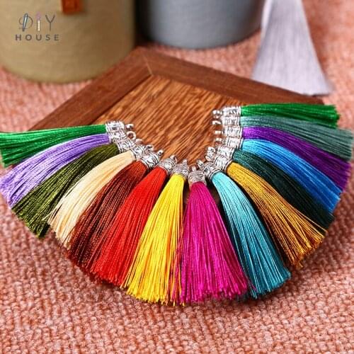 50Pcs Hanging Ring Mental Caps Tassel Fringe Pendant DIY Crafts Tassels Trim Garments Curtains Decor Earrings Jewelry Components